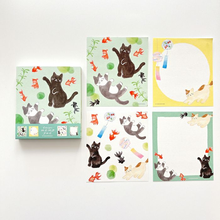 Furukawashiko Memo Pad - Cat and Goldfish