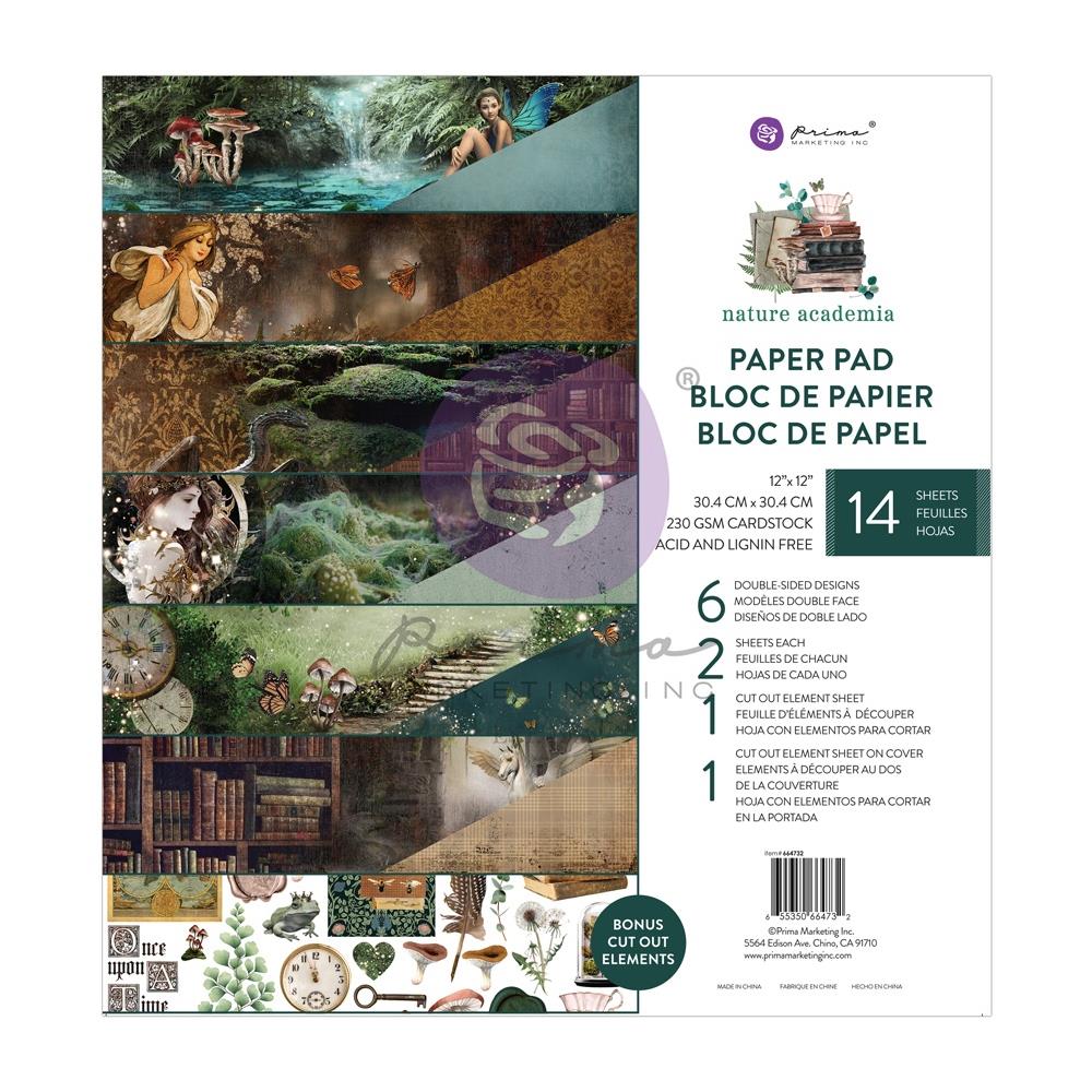 Bloc de papel de doble cara Prima Marketing de 12" x 12", paquete de 14 - Nature Academia