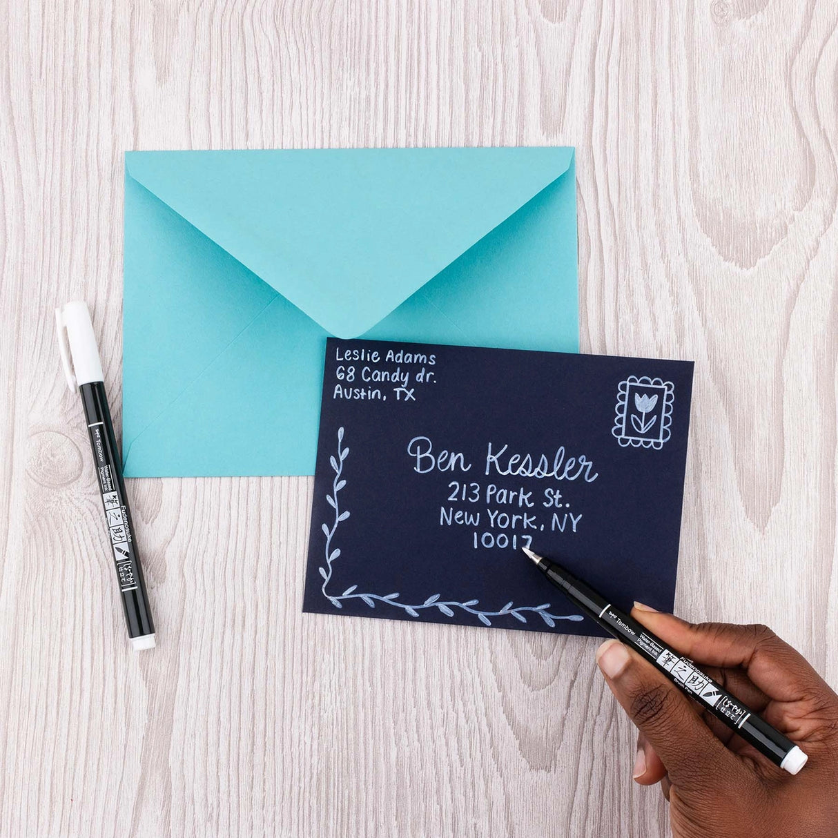 Fudenosuke Calligraphy Brush Pens White 2-Pack