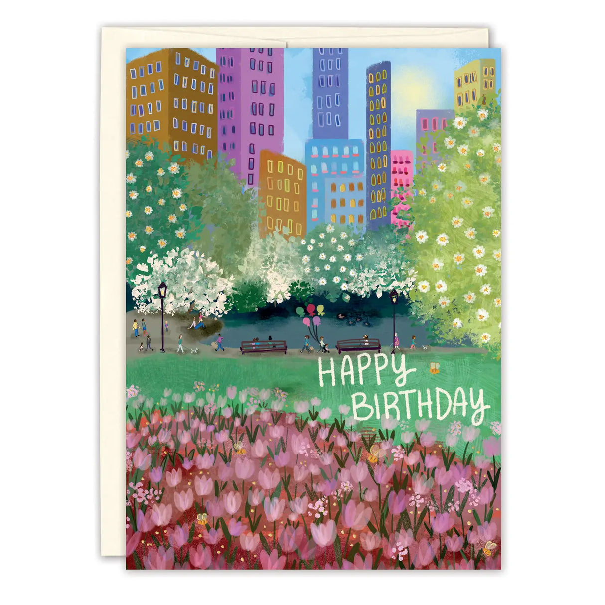 City Park Scene Birthday Card
