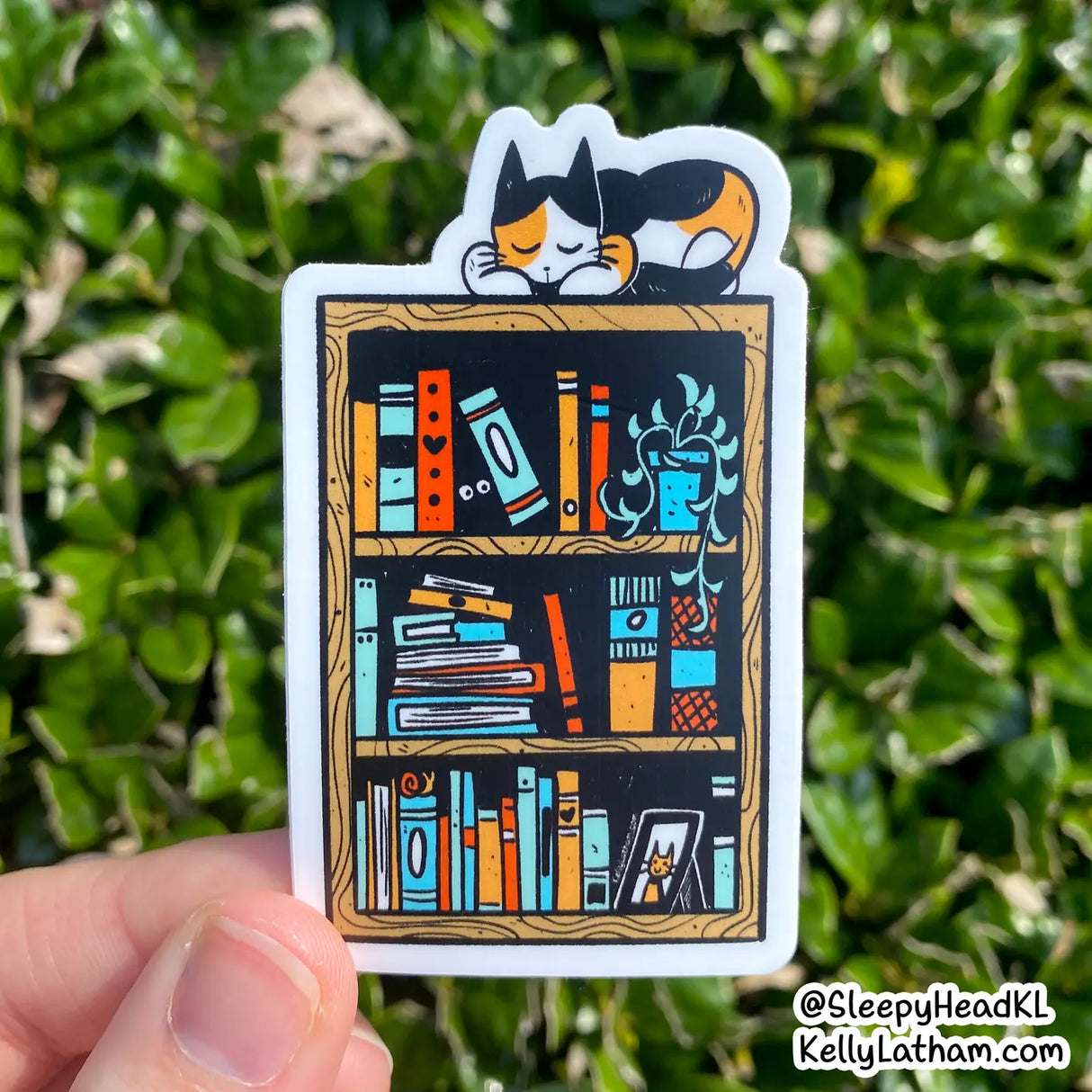 Sleeping Cat Bookshelf Vinyl Sticker
