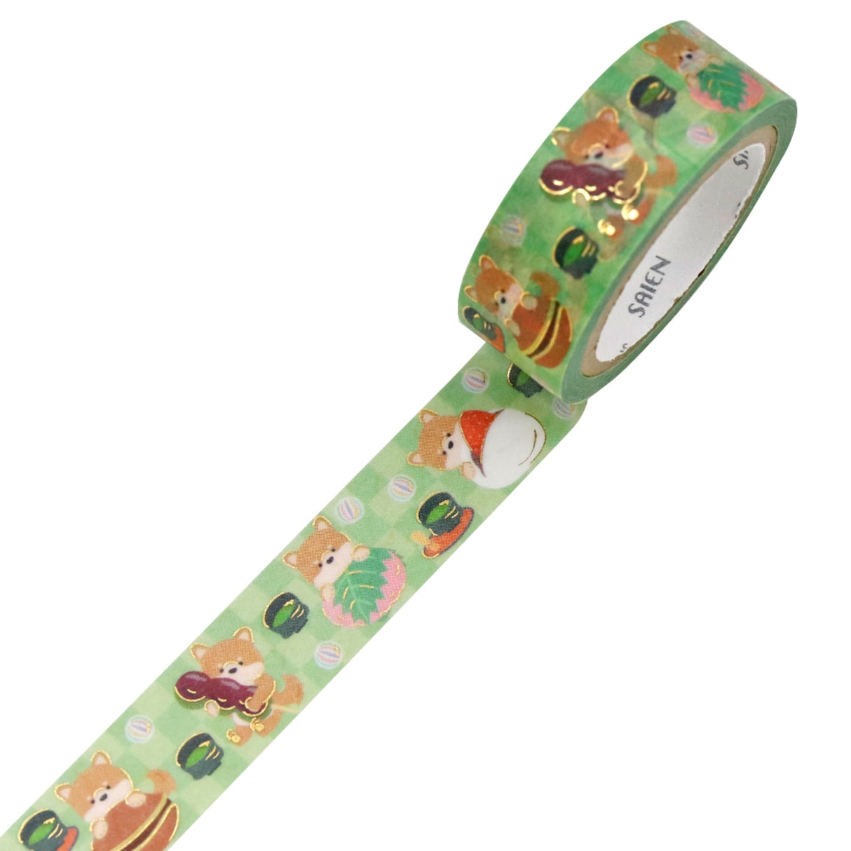 SAIEN Foil Washi Tape - Shiba Inu and Japanese Sweets