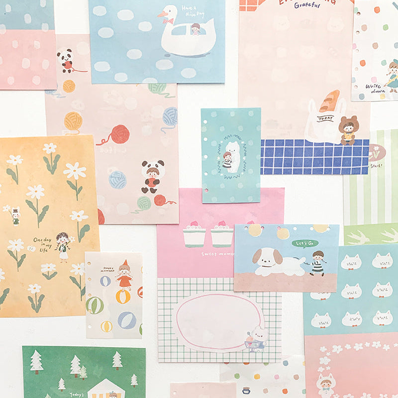 Drift into a soft, dreamy aesthetic with the Gentle Dreams A5 Colored Notepad from Molinta. Featuring 5 sets of 12 different designs — a total of 60 beautifully printed sheets — this notepad is perfect for journaling, letter writing, crafting, gift wrapping, and everyday notes. Each page carries a gentle, calming design that adds a touch of whimsy to anything you create.
Specifications: 148mmx210mm
Material: 100g white kraft paper
Full color pages inside
Number of pages: 60