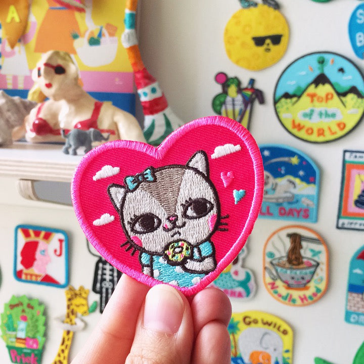 Bel’s Art World Iron-on Patch - Kitty Donuts