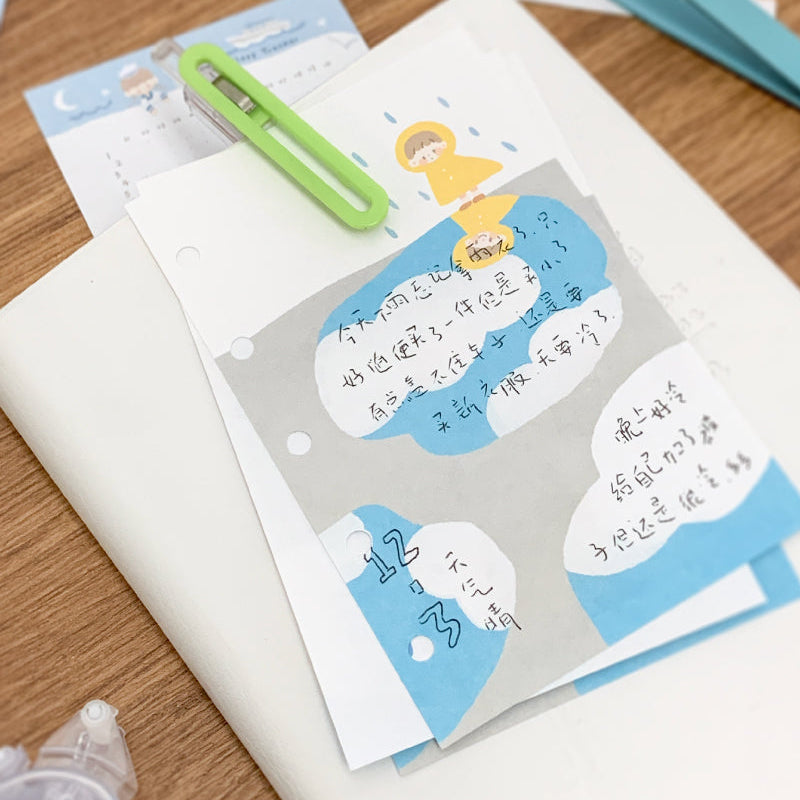 Molinta - After Rain A7 Memo Pad
Enjoy 20 sheets of this rainy day inspired memo pad to add to your writing experience!
Specifications: 80mmx120mm
Material: 120g white kraft paper
Number of pages: 20