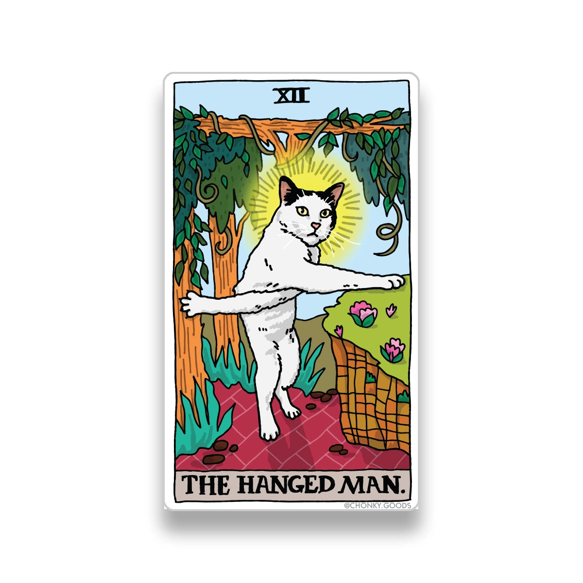 The Hanged Man Tarot Cat Meme Stickers (Major Arcana)