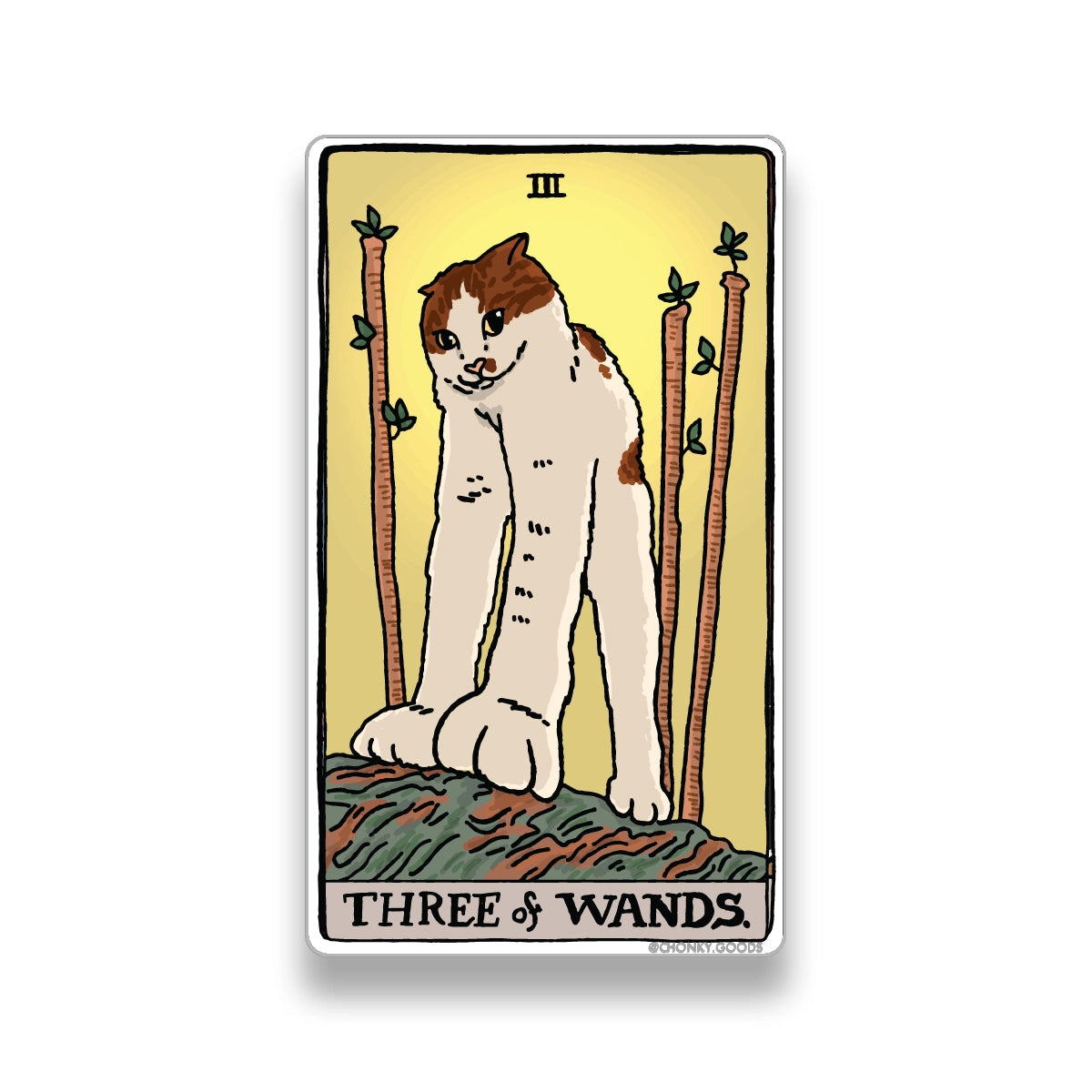 Three of Wands Tarot Cat Meme Stickers (Minor Arcana)