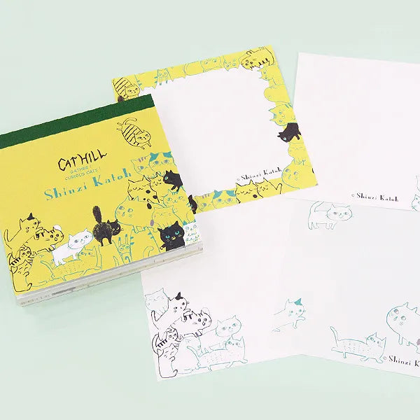 Shinzi Katoh Memo Pad - Cat Hill Yellow