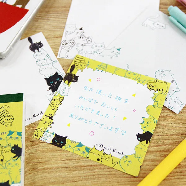 Shinzi Katoh Memo Pad - Cat Hill Yellow