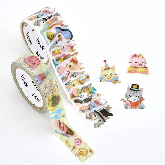 Bande Washi Tape + Sticker Roll Set - Cat Party