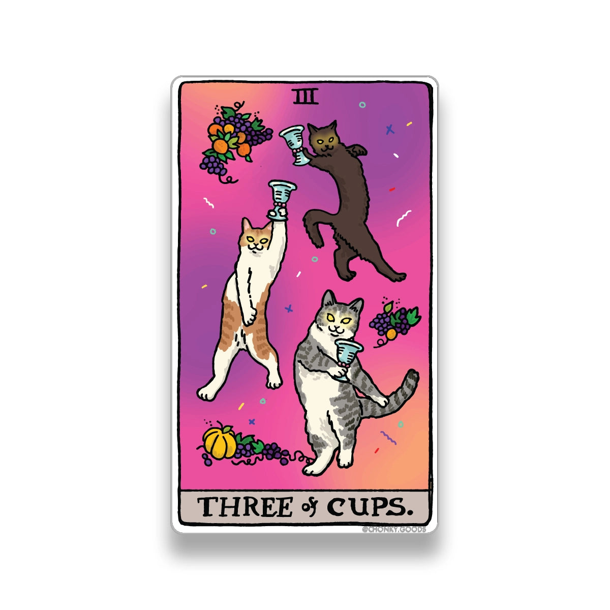 Three of Cups Tarot Cat Meme Stickers (Minor Arcana)