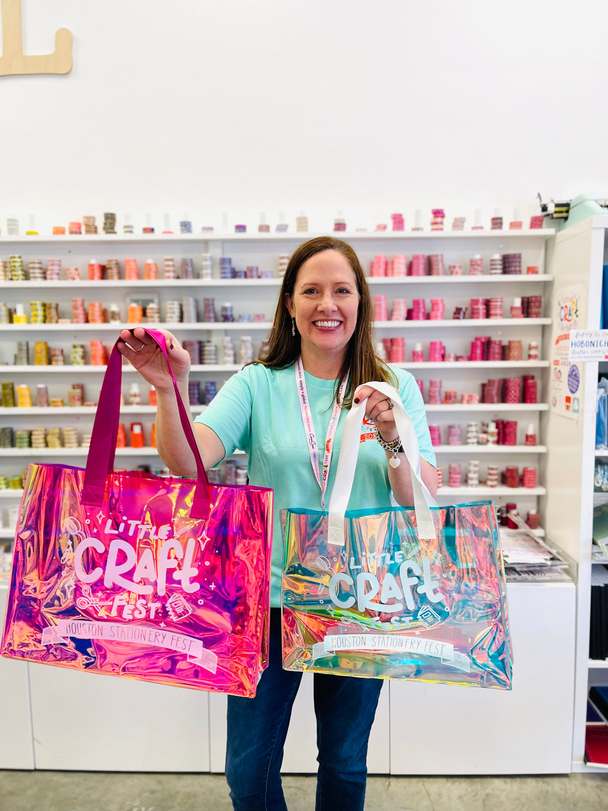 Iridescent Shopping Bag Pink - Little Craft Fest Exclusive