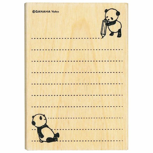 Pandas and Ruled Lines Rubber Stamp