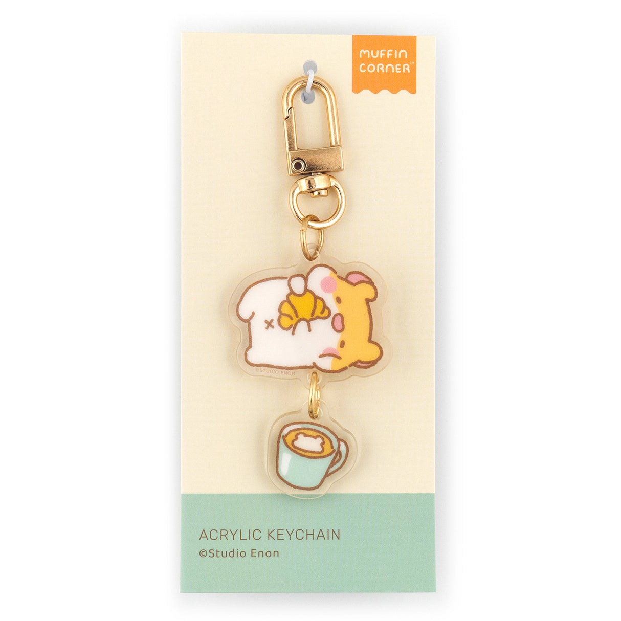 Studio Enon Coffee Shop Keychain - Croissant with Latte