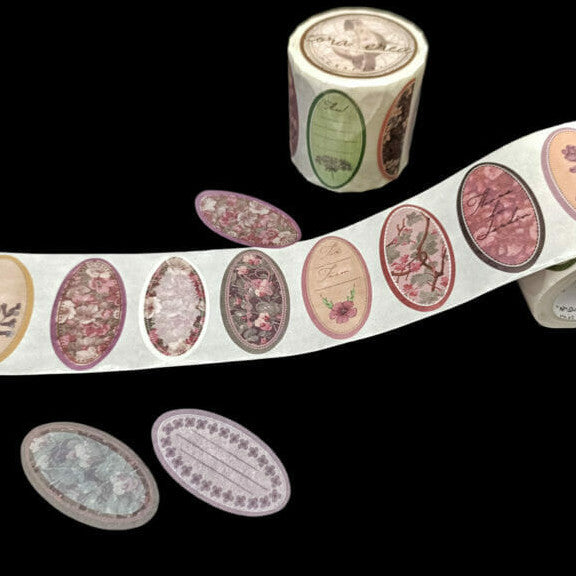 Etiquetas florales en rollo