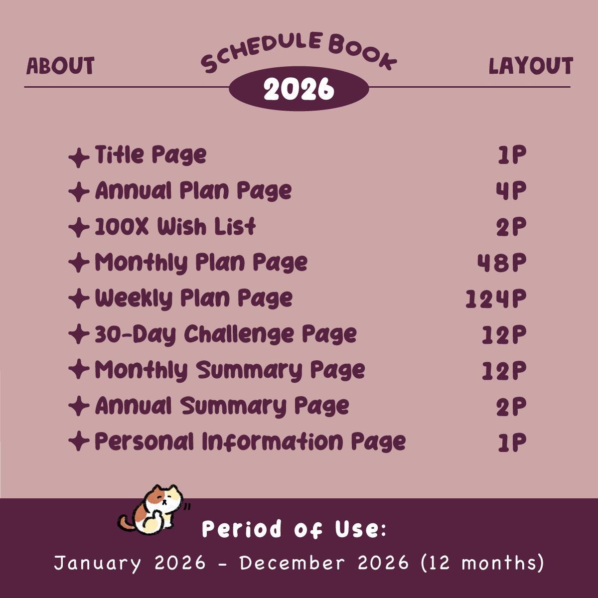 2026 Planner Kawaii Schedule Book - Savour Every Moment