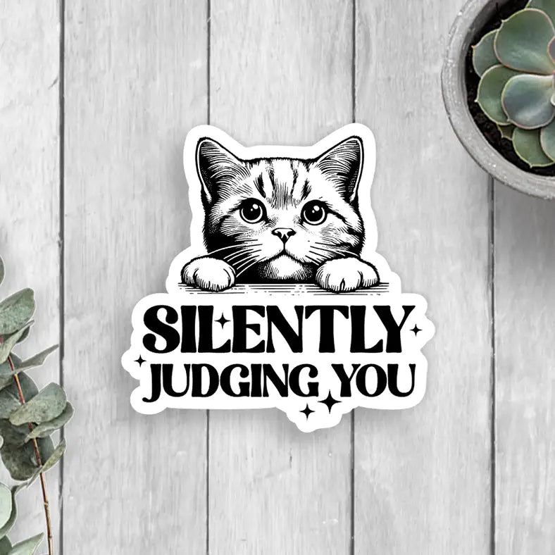 Cat Silently Judging You Vinyl Sticker