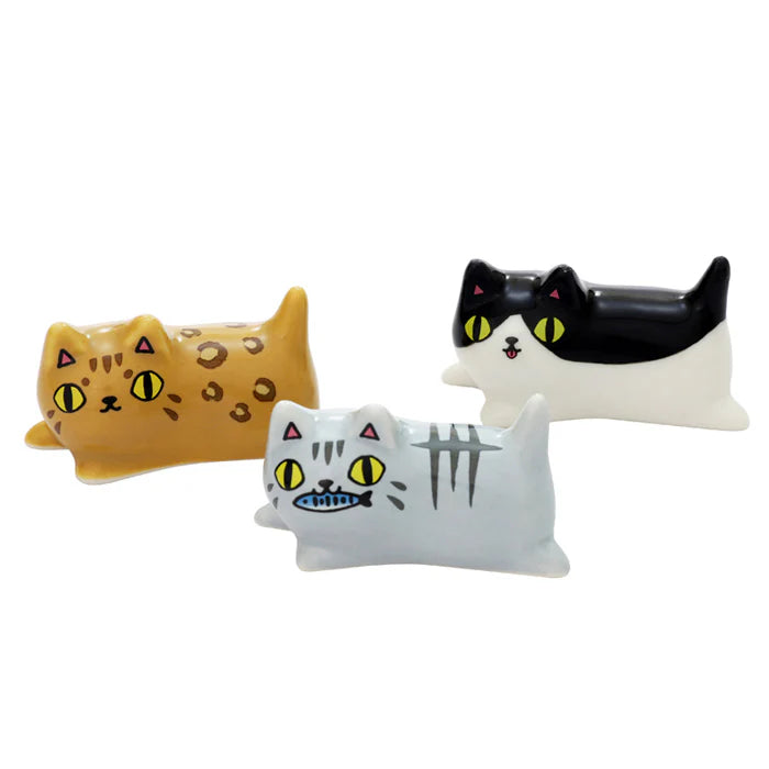 Lying Down Neko Brothers The Three Next Door Chopsticks Rest / Pen Rest (Set of 3)