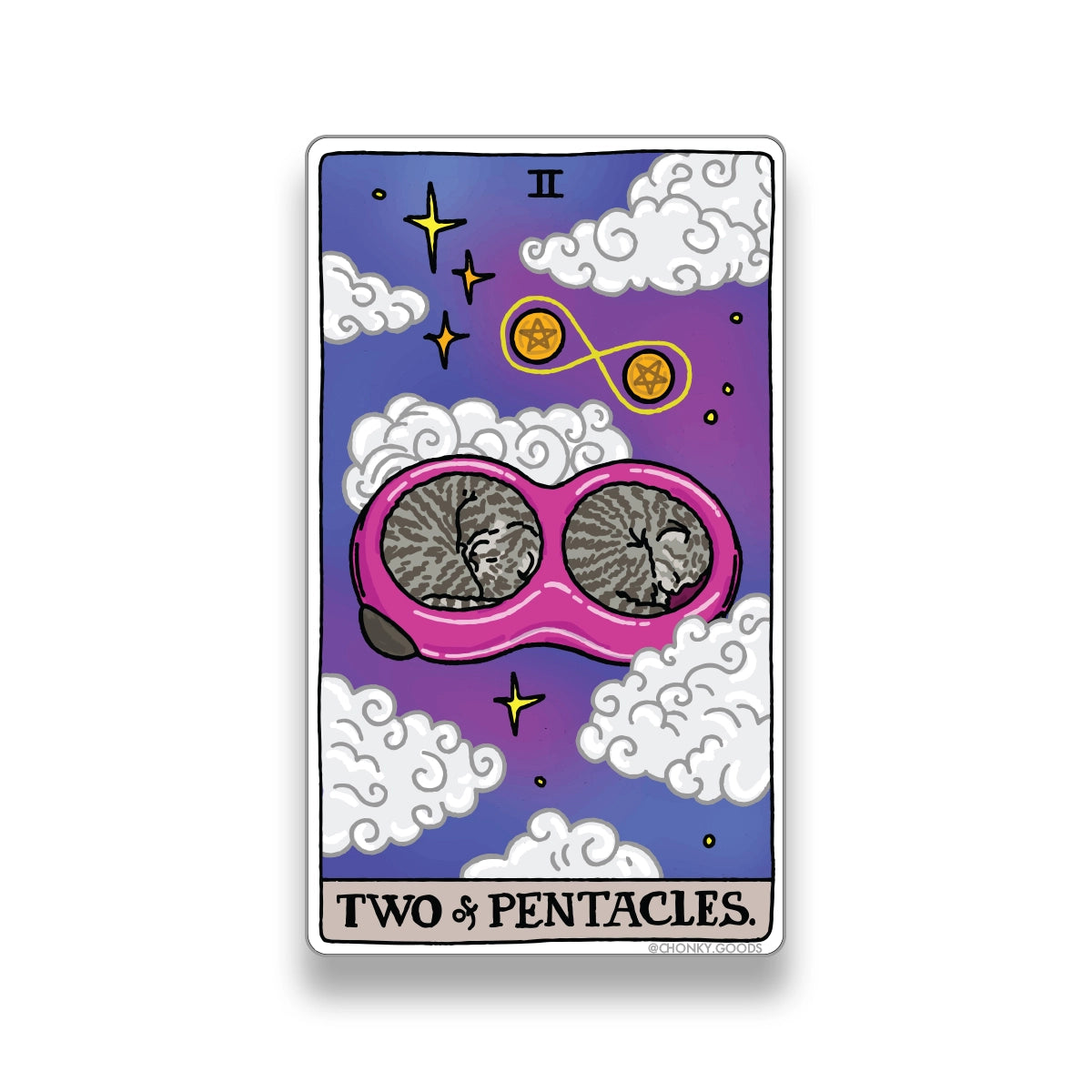 Two of Pentacles Tarot Cat Meme Stickers (Minor Arcana)