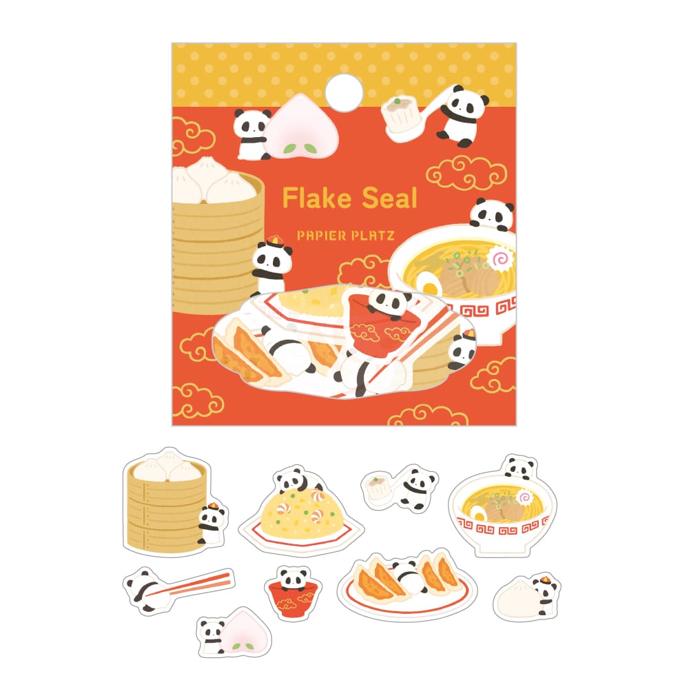 Papier Platz Flake Sticker - Panda Chinese Rice