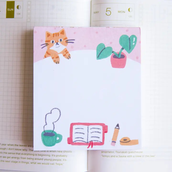 Megan Wang - Morning Coffee Cat Memo Pad