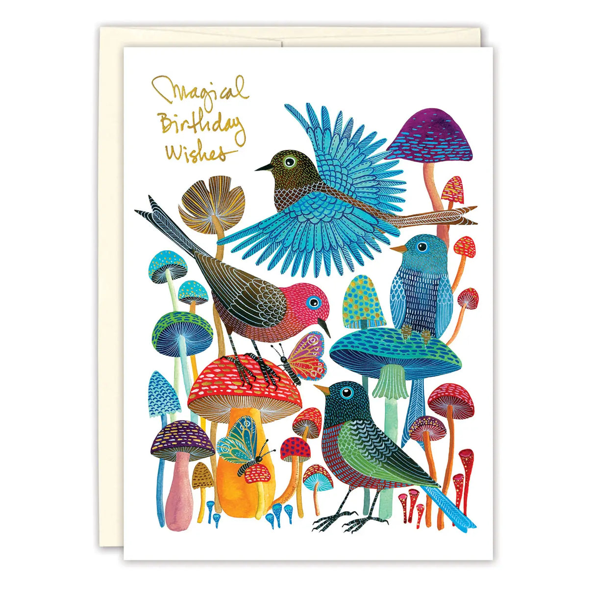 Birds & Mushrooms Birthday Card