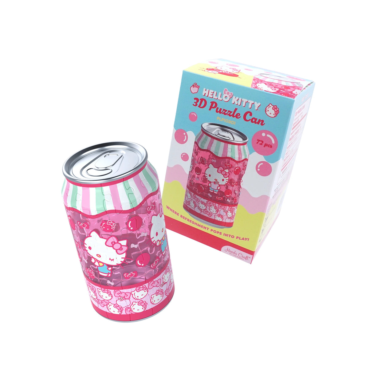Build something truly special with the Hello Kitty 3D Jigsaw Puzzle, designed in the shape of a cute and colorful soda can! This unique puzzle features Hello Kitty, with vibrant colors and charming details that make it a delightful challenge for puzzle enthusiasts. After you've built your Hello Kitty soda can, you can use it to store tiny items, such as small toys, office supplies, or trinkets. It also doubles as a cute pencil holder to keep your desk organized and stylish.