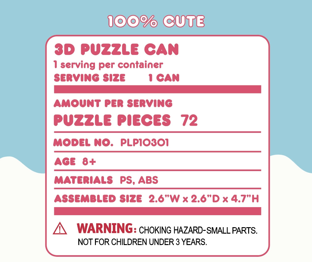 Build something truly special with the Hello Kitty 3D Jigsaw Puzzle, designed in the shape of a cute and colorful soda can! This unique puzzle features Hello Kitty, with vibrant colors and charming details that make it a delightful challenge for puzzle enthusiasts. After you've built your Hello Kitty soda can, you can use it to store tiny items, such as small toys, office supplies, or trinkets. It also doubles as a cute pencil holder to keep your desk organized and stylish.