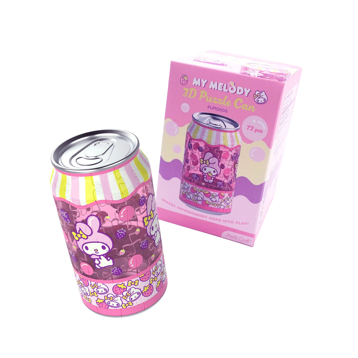 Create something truly magical with the My Melody 3D Jigsaw Puzzle, designed in the shape of an adorable and colorful soda can! This charming puzzle features My Melody, with soft pastel colors and sweet details that make it a delightful and engaging challenge for puzzle enthusiasts. Once you've completed your My Melody soda can, it can be used to store tiny treasures, such as small trinkets, office supplies, or keepsakes. It also doubles as a cute pencil holder.