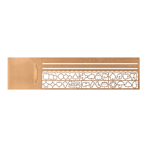 Midori Clip Ruler - Copper - Basic Shapes Stencil