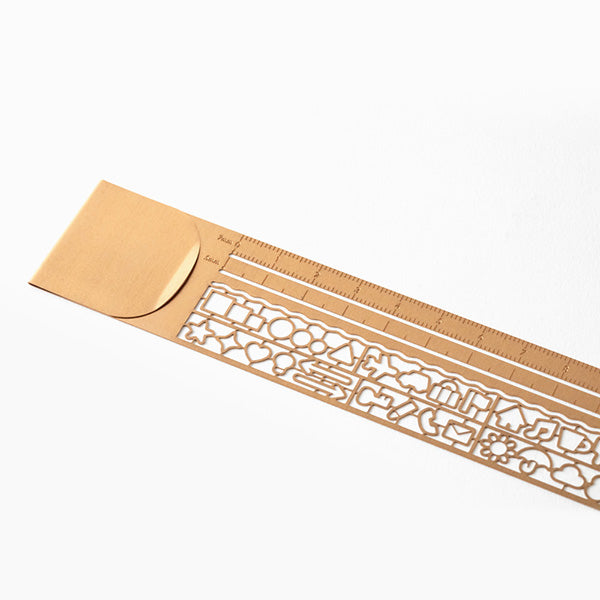 Midori Clip Ruler - Copper - Basic Shapes Stencil