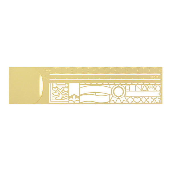 Midori Clip Ruler - Brass - Decorative Stencil