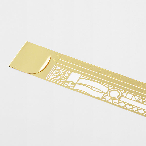 Midori Clip Ruler - Brass - Decorative Stencil