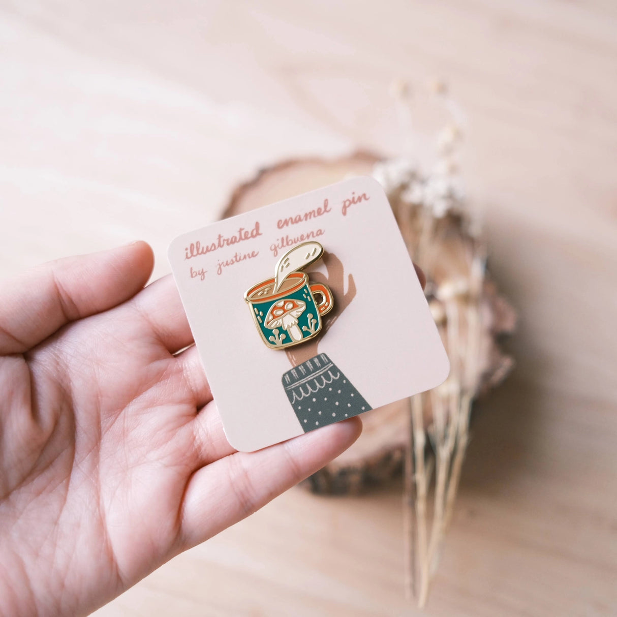 Mushroom Mug Enamel Pin