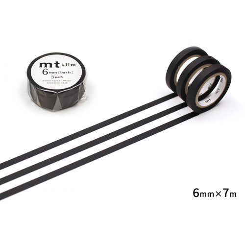 Cintas washi delgadas negras mate MT