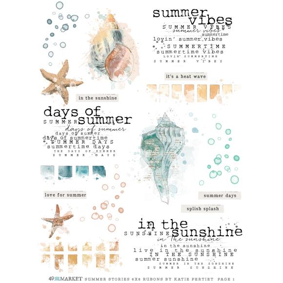 49 And Market Rub-On Transfer Set 6"X8" - Summer Stories