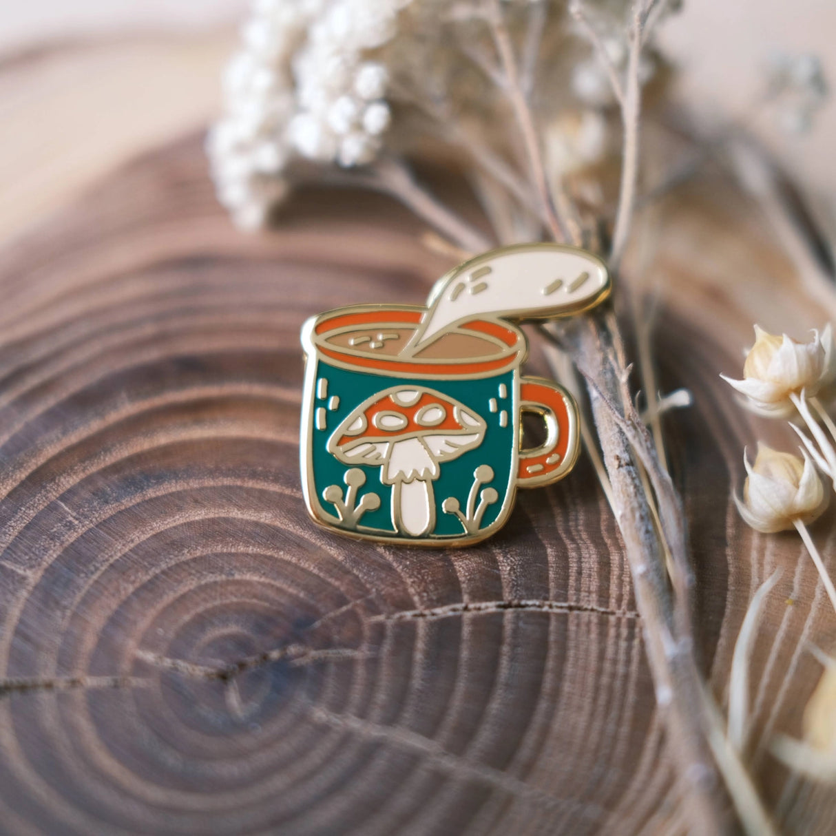Mushroom Mug Enamel Pin