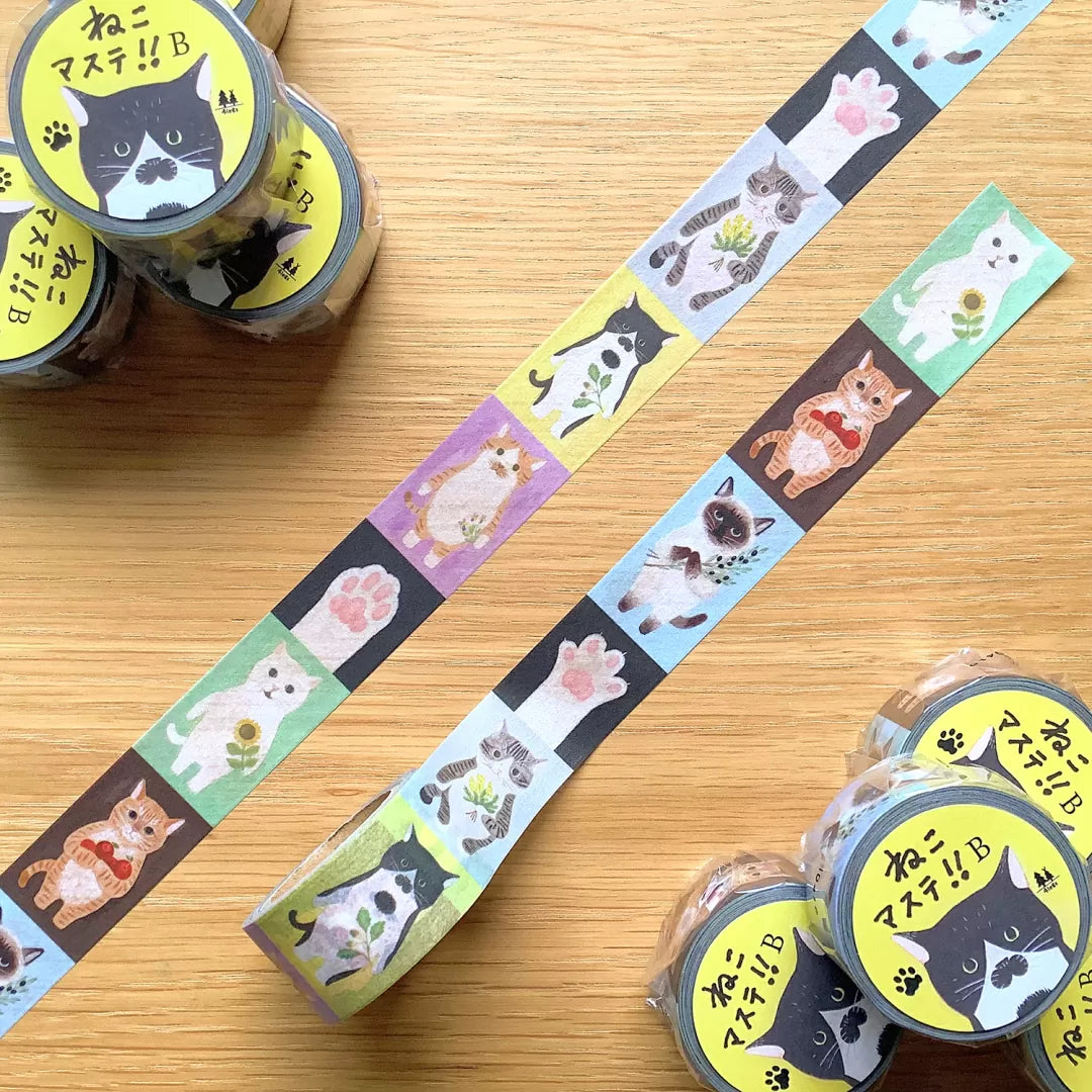 This charming washi tape features six adorable cat illustrations paired with playful paw prints, making it a must‑have for cat lovers and stationery fans alike. The color block design lets you use the washi as a full strip or cut it into individual images.
24mm x 7m
Includes 1 roll of washi tape
Made in Japan