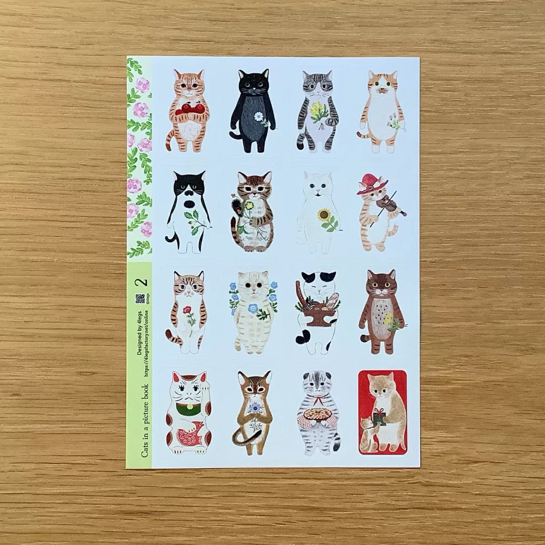 This is a sheet sticker from the series Cat in the Picture Book. This sticker sheet features 16 different cat illustrations. Each sticker feels like a tiny story—perfect for adding personality to journal spreads, scrapbooks, pen‑pal letters, and handmade cards.
Size: approx. 3.75in x 4.75in
Contents: 1 sheet