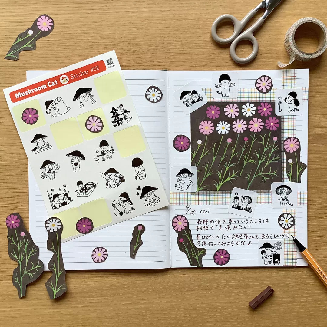 Featuring adorable illustrations inspired by the daily life of mushrooms, this sheet brings a cozy, storybook feel to all your creative projects. These sticker sheets feature 20 different designs! These designs add personality and charm to journals, planners, scrapbooks, and happy mail.
Size: approx. 3.75in x 4.75in
Contents: 1 sheet