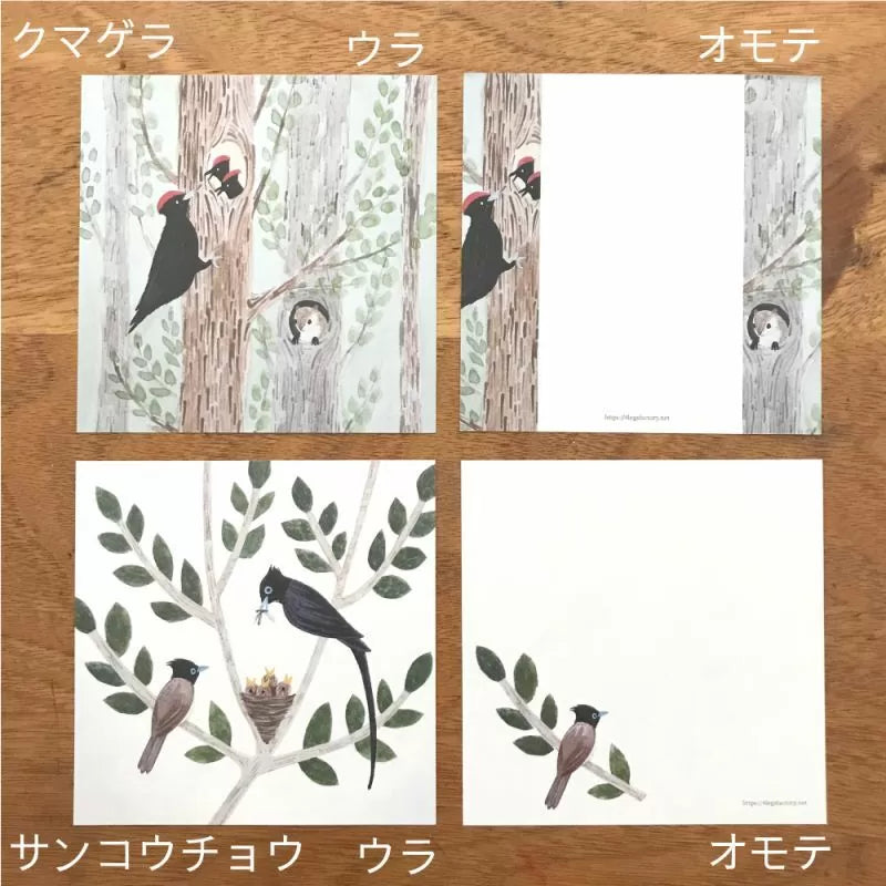 Featuring charming watercolor of wild birds and plants commonly found in Japan from Japanese illustrator 4legs
It is a convenient size that is not too big or too small. Please use it as a communication tool for small thank you and announcements. There are no lines on the front side, so you can use it freely as a shop card or business card with stamps and stickers as well as memos and letters. It is a great gift for people who like paper. The gorgeous and gentle