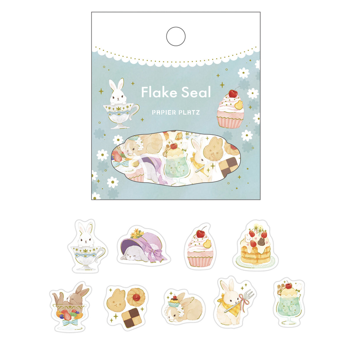 Bunny Tea Time Flake Sticker Schinako Moriyama
