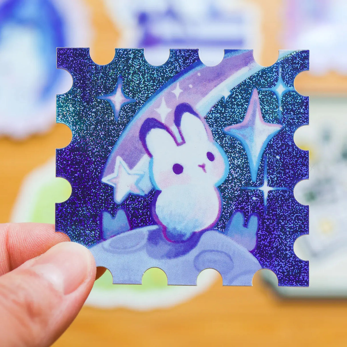 Rabbit in Outerspace Stamp Vinyl Sticker
