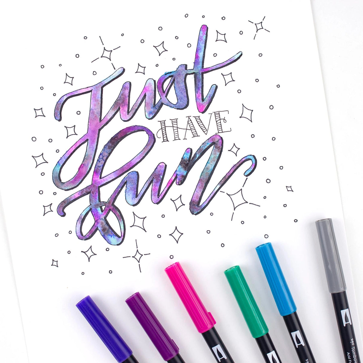 Dual Brush Pen Art Markers Galaxy 6-Pack