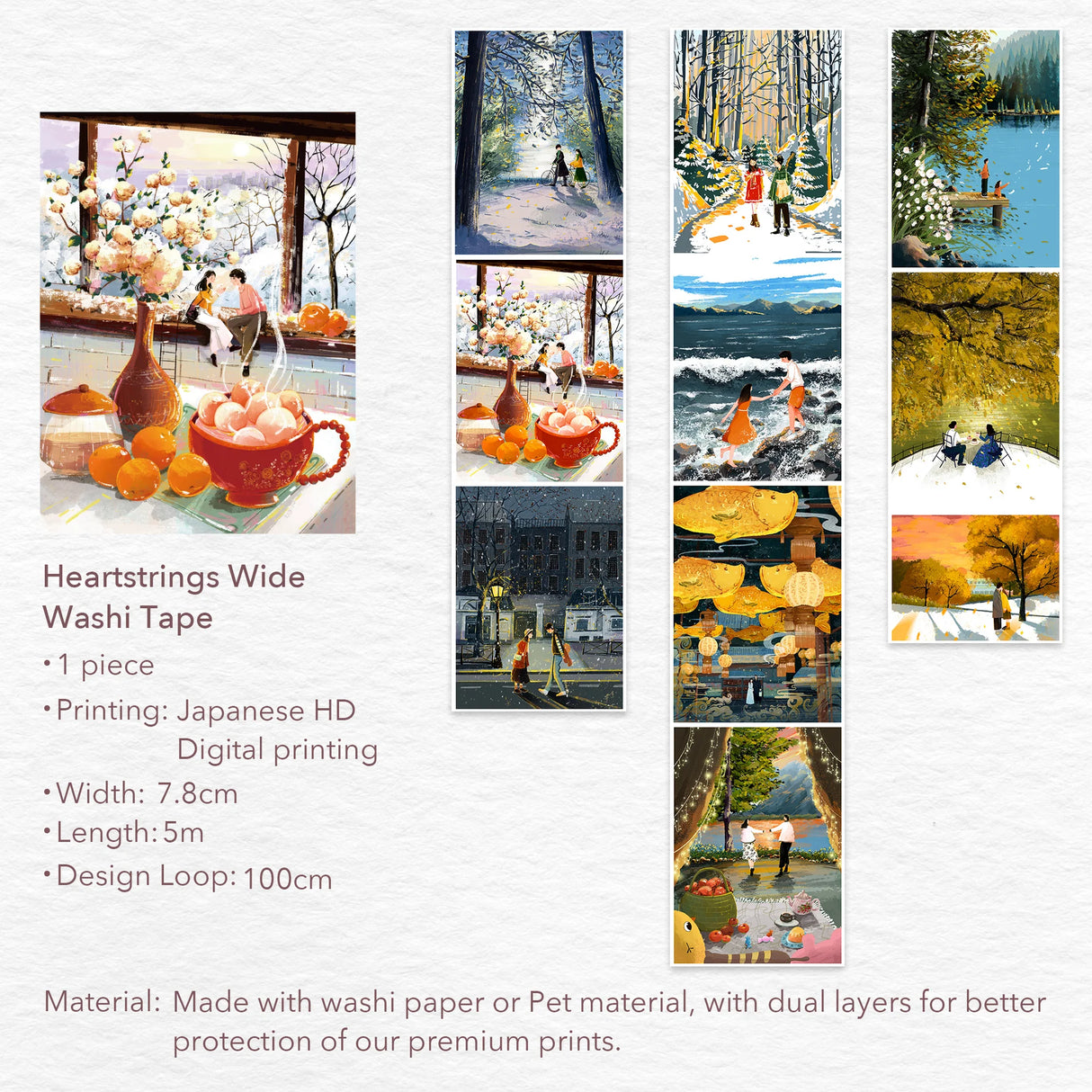 Heartstrings Wide Washi / PET Tape