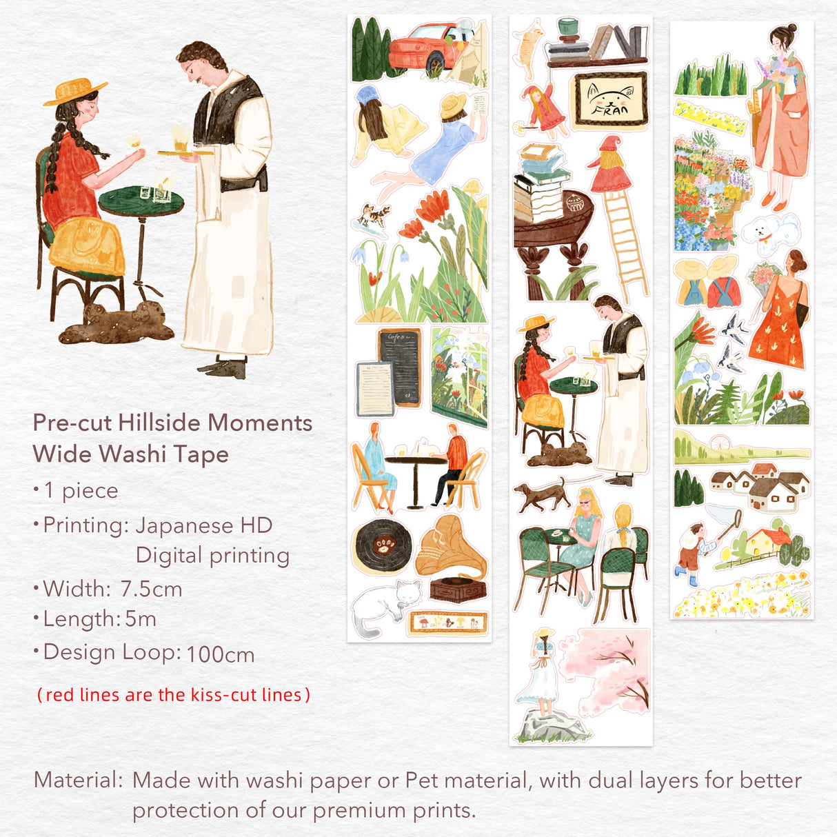 Pre-cut Hillside Moments Wide Washi / PET Tape