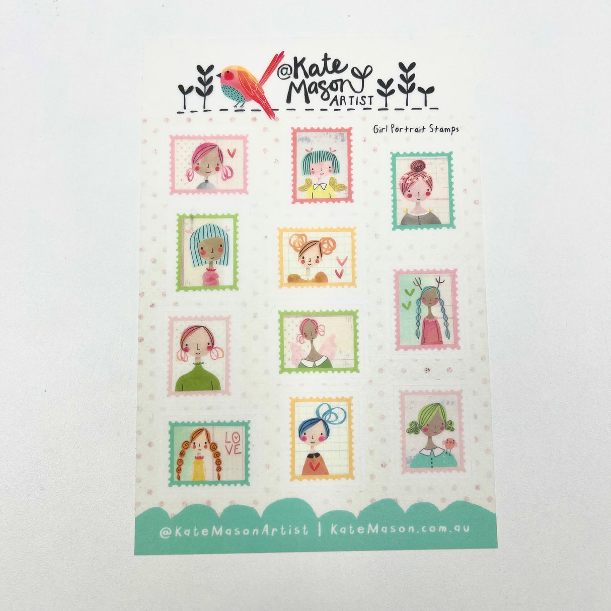 Kate Mason Sticker Sheet - Girl Portrait Stamps