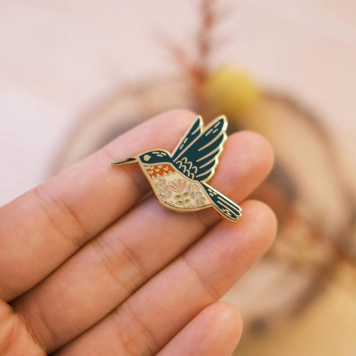 Hummingbird (Green) Enamel Pin