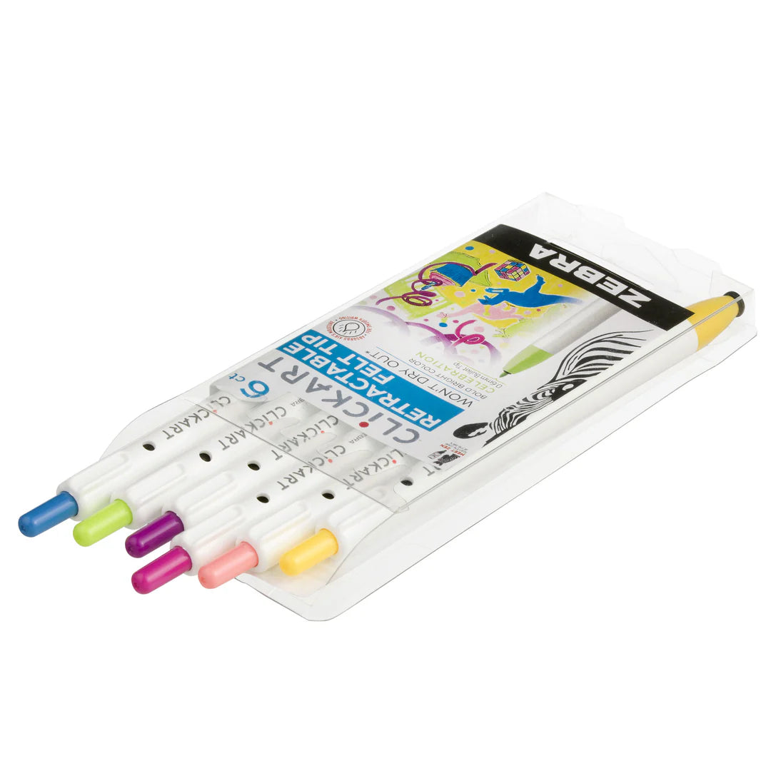 Clickart Retractable Felt Tip Marker 6-Pack - Celebration