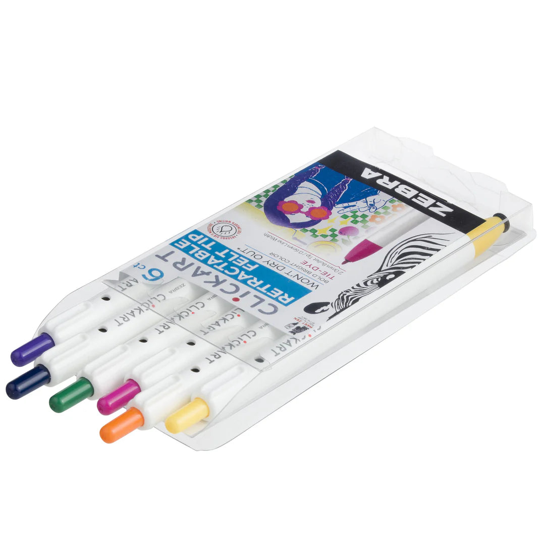 Clickart Retractable Felt Tip Marker 6-Pack - Tie-Dye